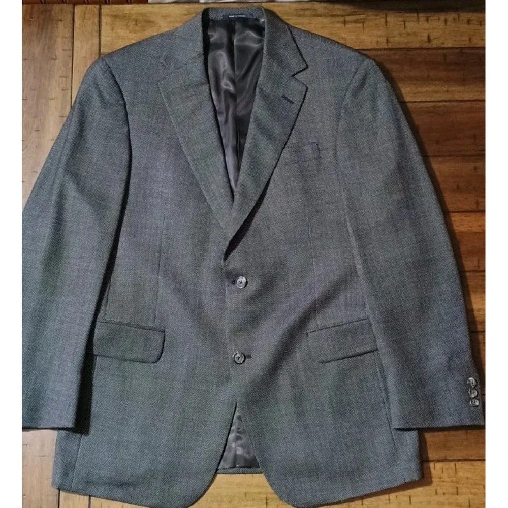 HART SCHAFFNER MARX Men's 39 Gray 100% Wool Tweed Suit‎ Jacket Sport Coat Blazer